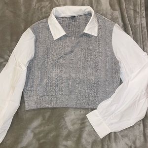 SIZE M Grey Collared Sweater